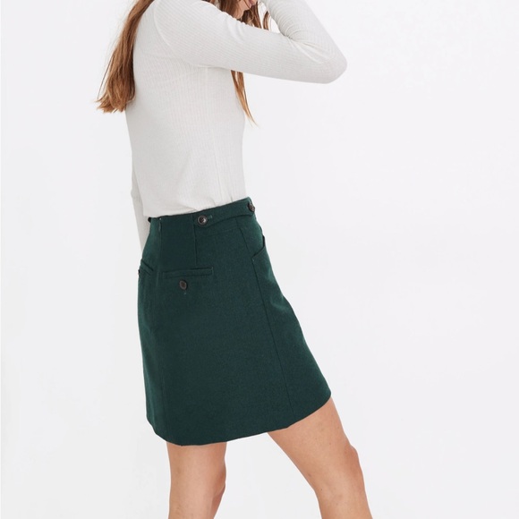Madewell Assembly A-Line Skirt Size 4 Wool Blend Dark Green Lined Fall Winter - Picture 3 of 16